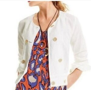 CAbi Piazza Linen Blend Cropped Jacket, sz Small